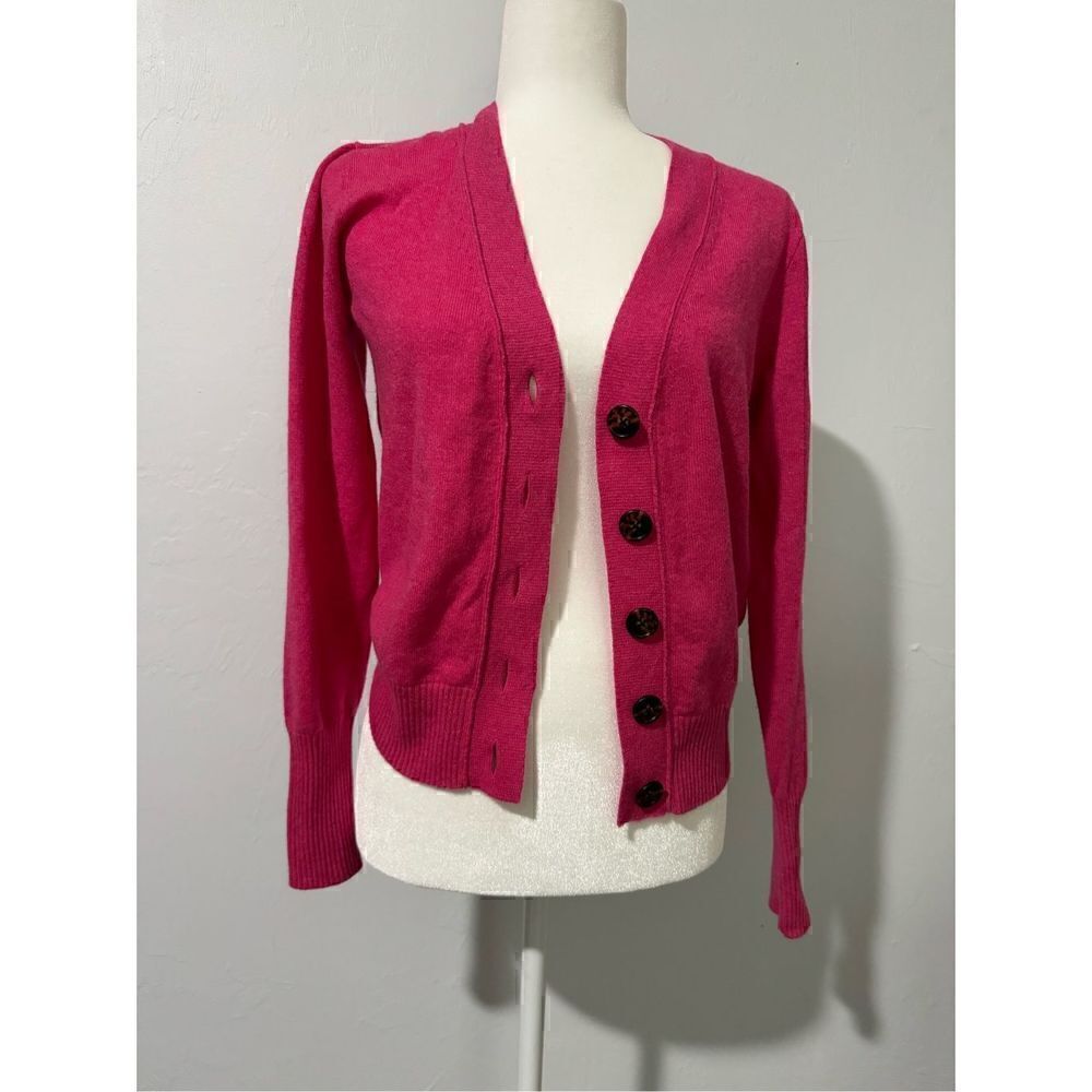 J. Crew 100% cashmere pink button front S